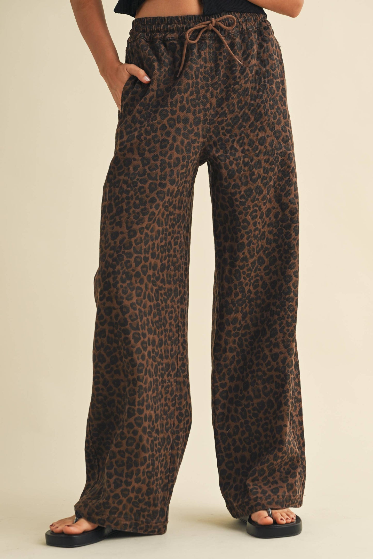 Carli Leopard Wide Leg Track Pants
