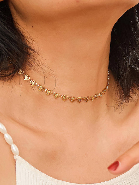 Agathe Dainty Heart Choker | Waterproof Jewelry