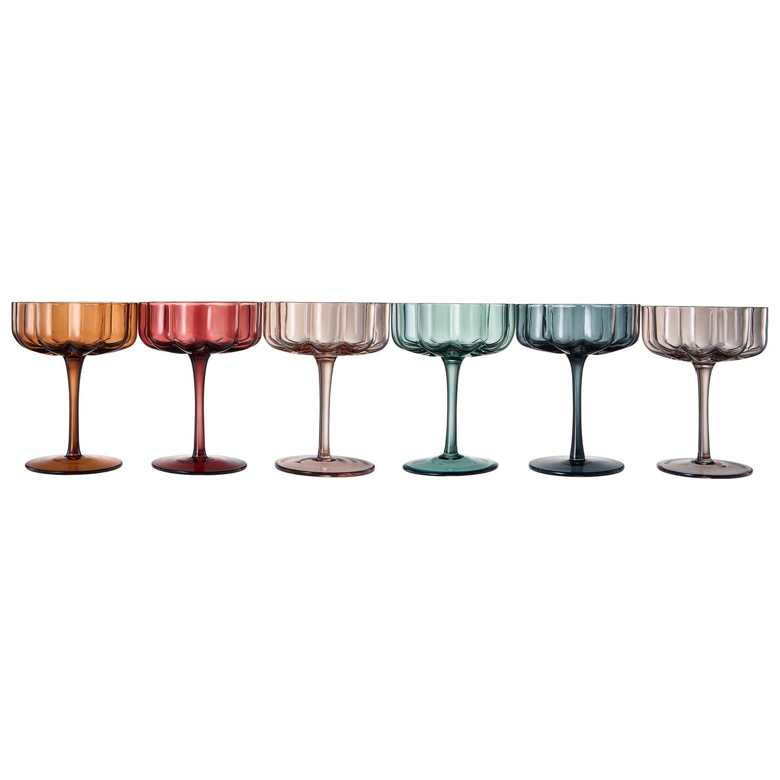 Flora Colored Glass Coupe Set