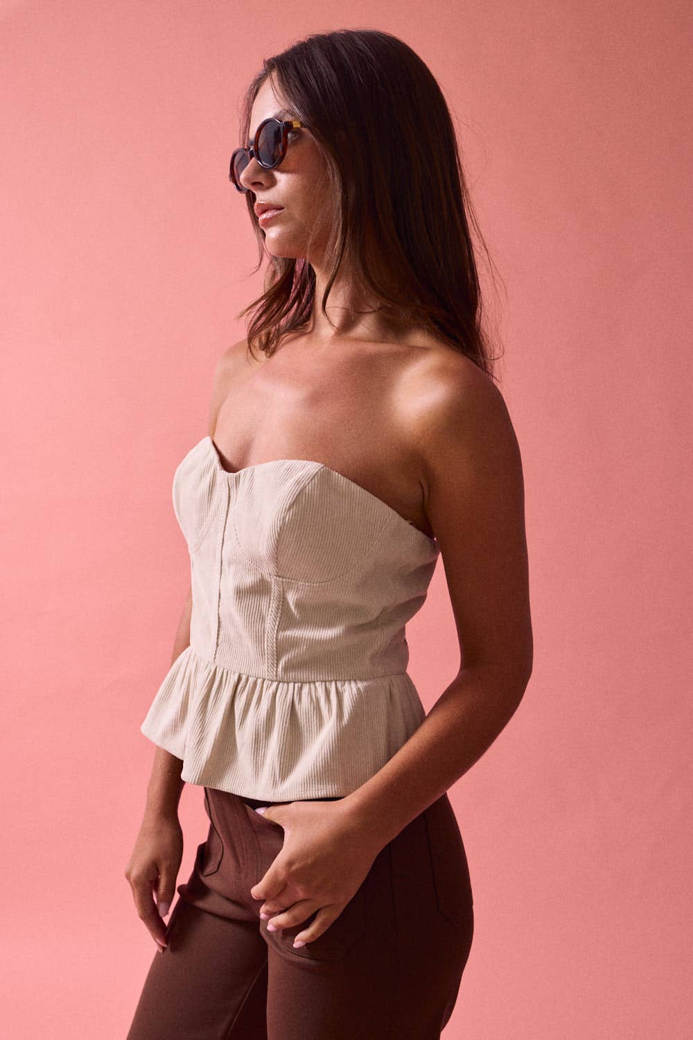 Faye Strapless Corset Peplum Top