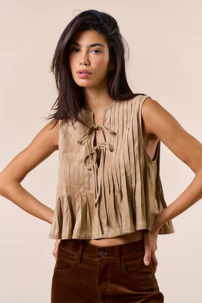 Stila Suede Tie-Front Top