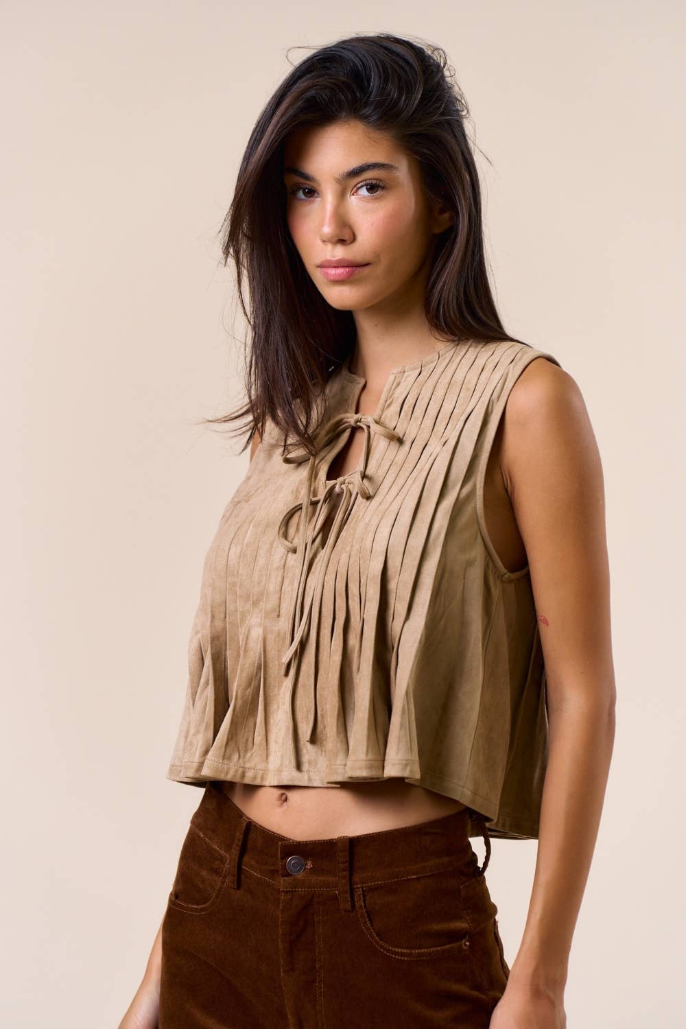 Stila Suede Tie-Front Top