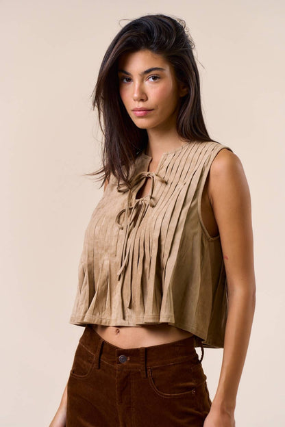 Stila Suede Tie-Front Top