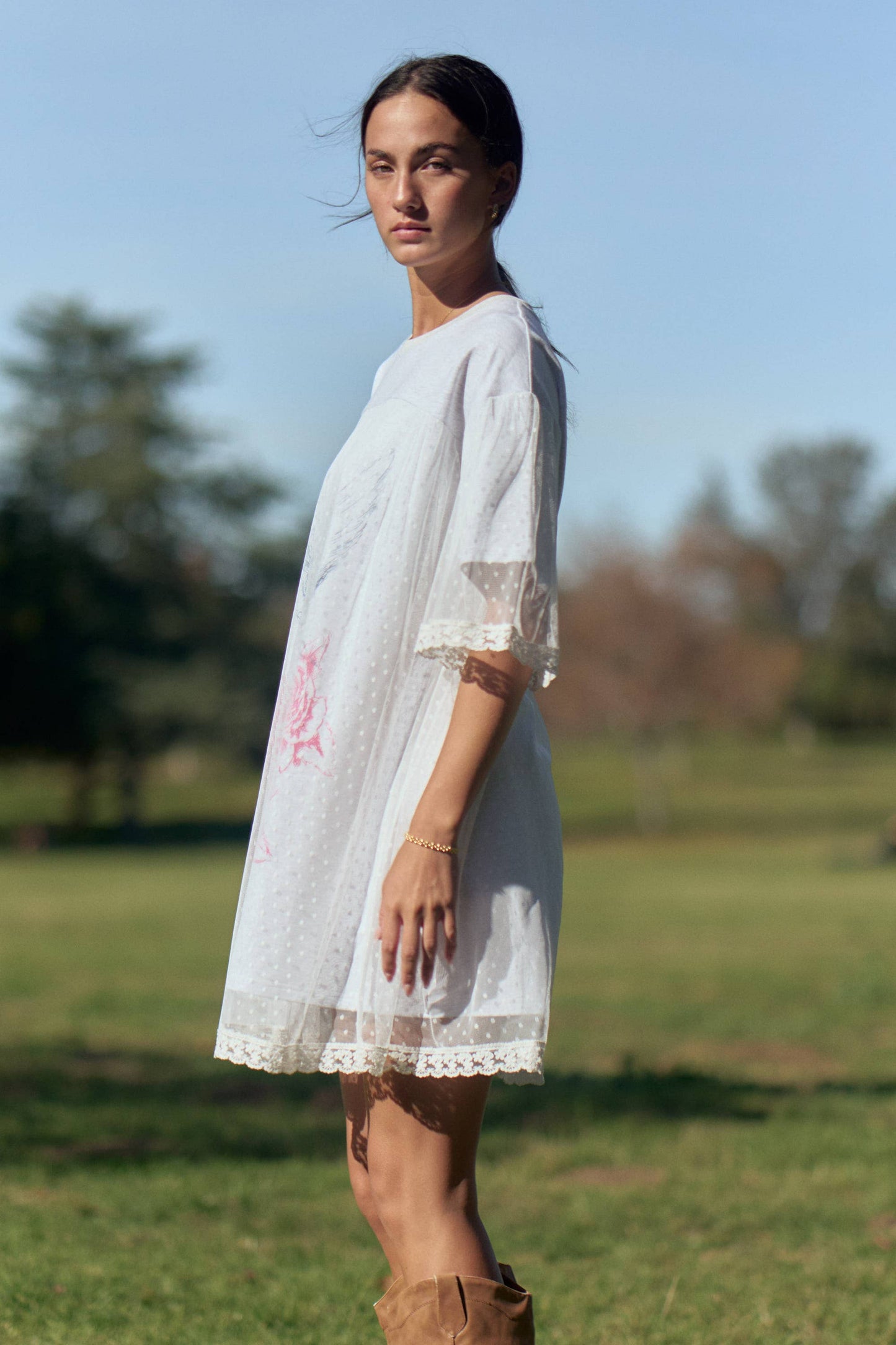Angel Lace Layered T-shirt Dress