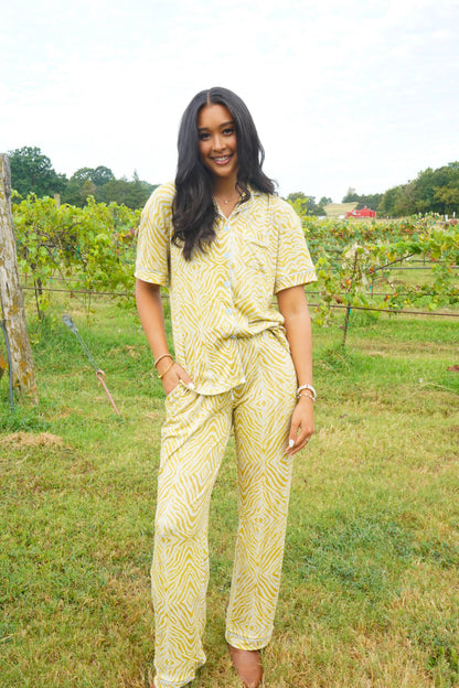 Chartreuse Zebra | Pajama Set