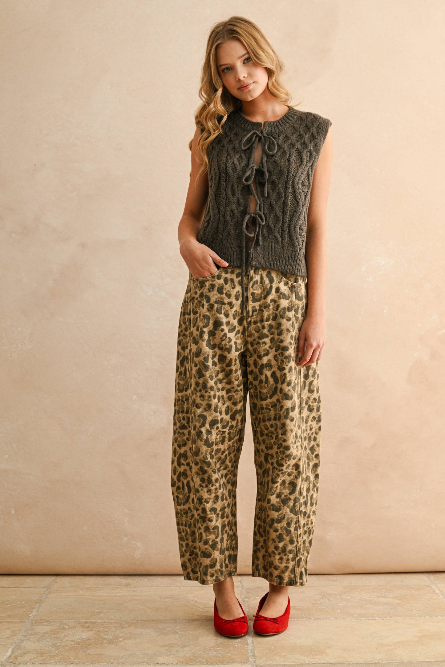 Sasha Leopard Print Barrel Pants
