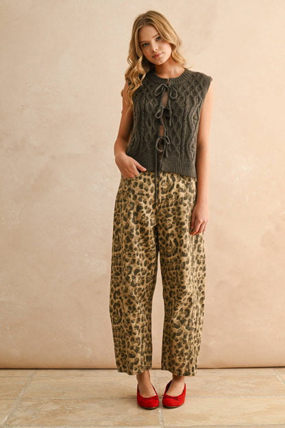 Sasha Leopard Print Barrel Pants
