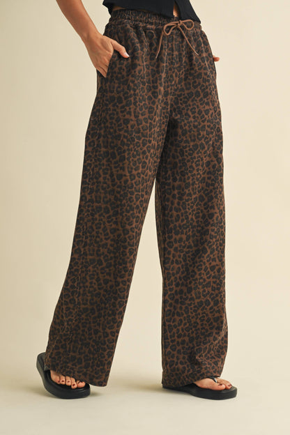 Carli Leopard Wide Leg Track Pants