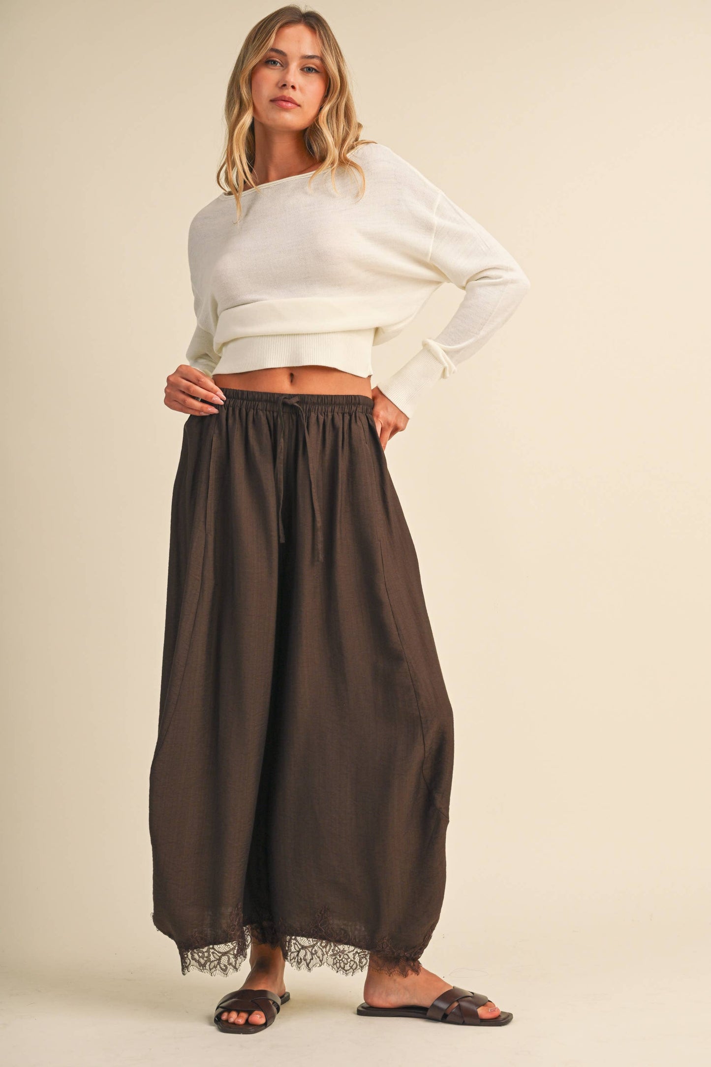 Latte Lace Barrel Pants