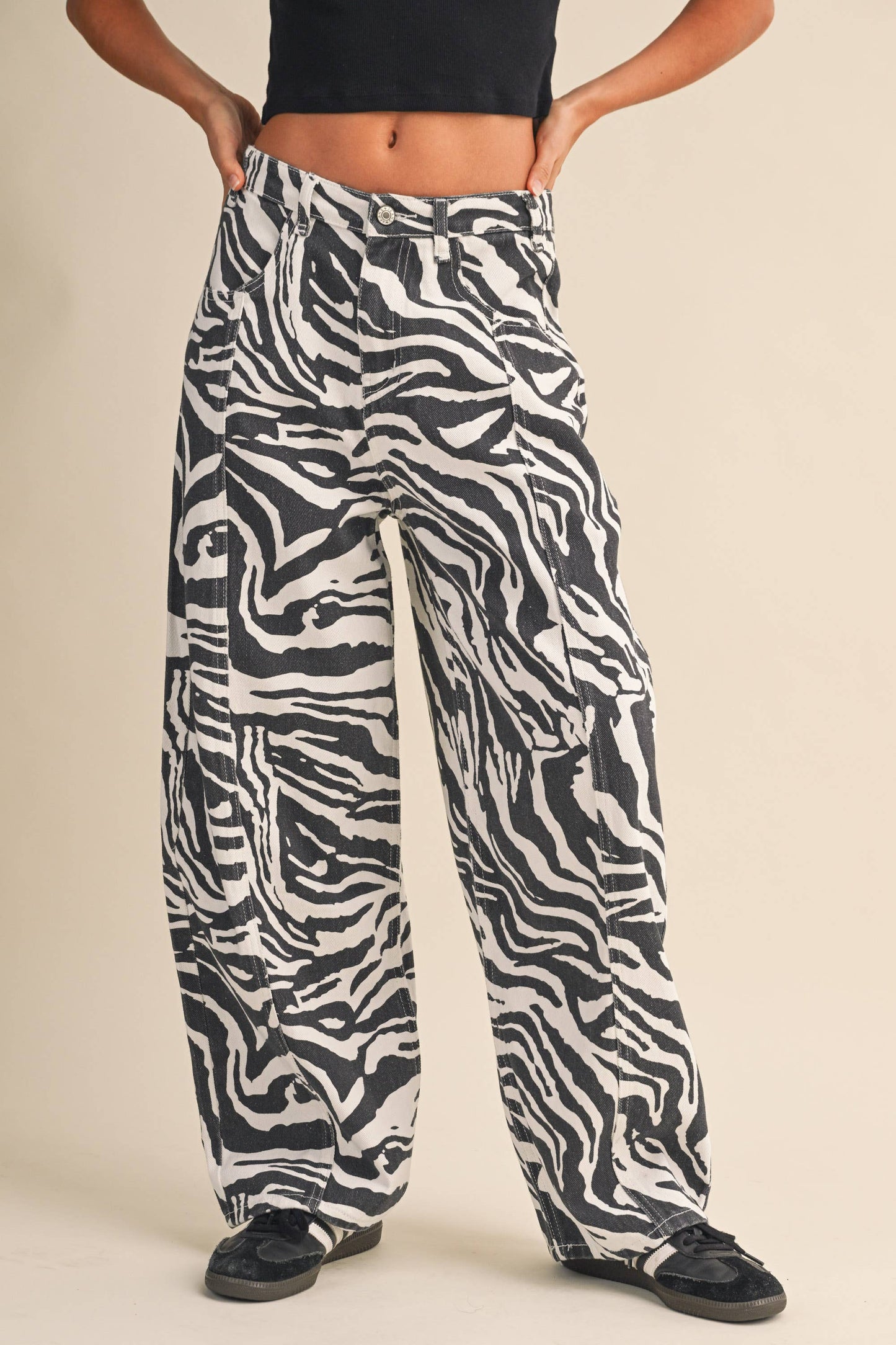 Val Zebra Print Barrel Pants