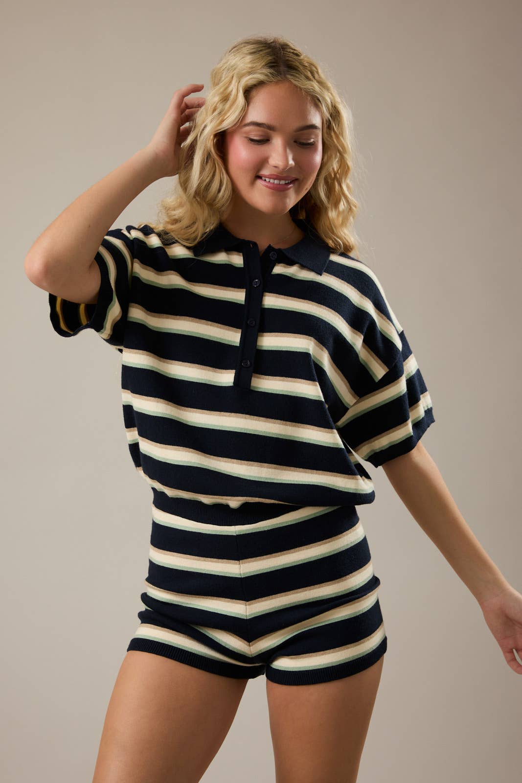 Annie Stripe Collared Romper