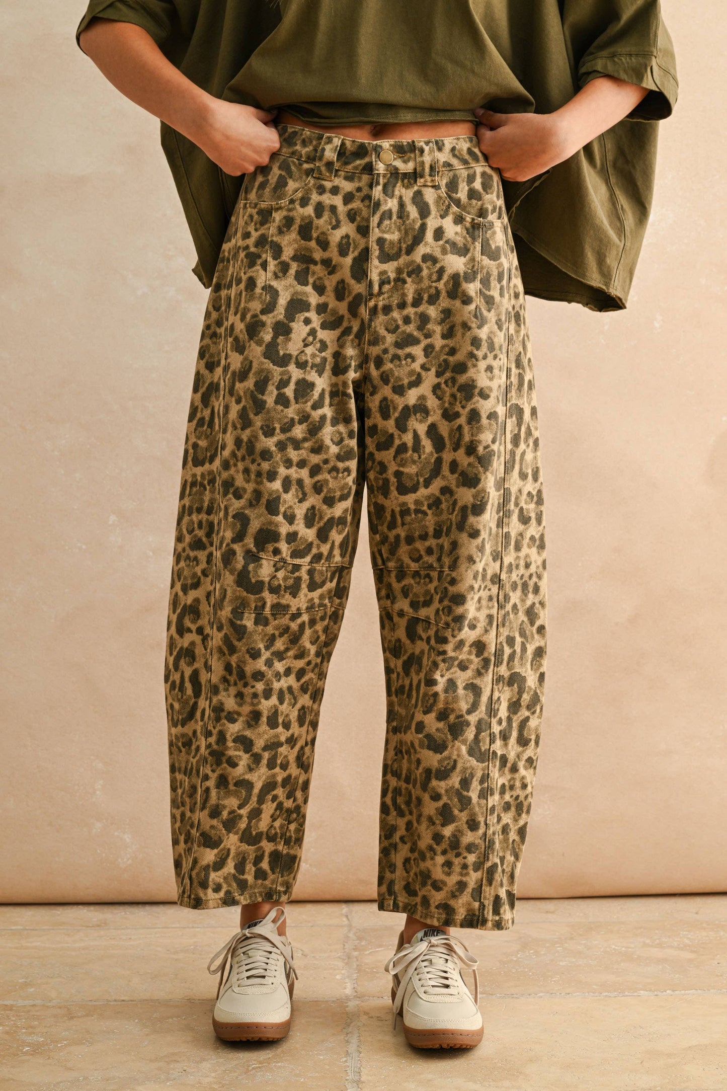 Sasha Leopard Print Barrel Pants