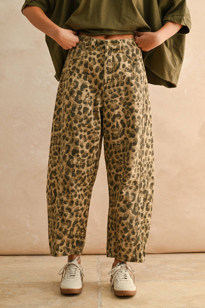 Sasha Leopard Print Barrel Pants