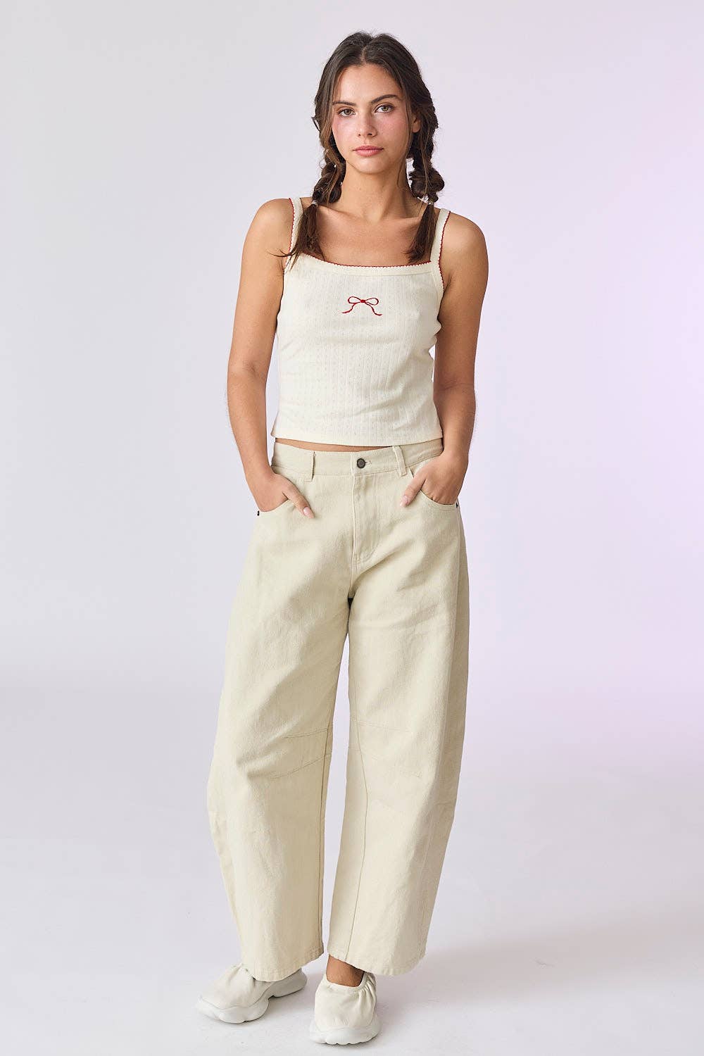 Billie Embroidered Bow Knit Cami