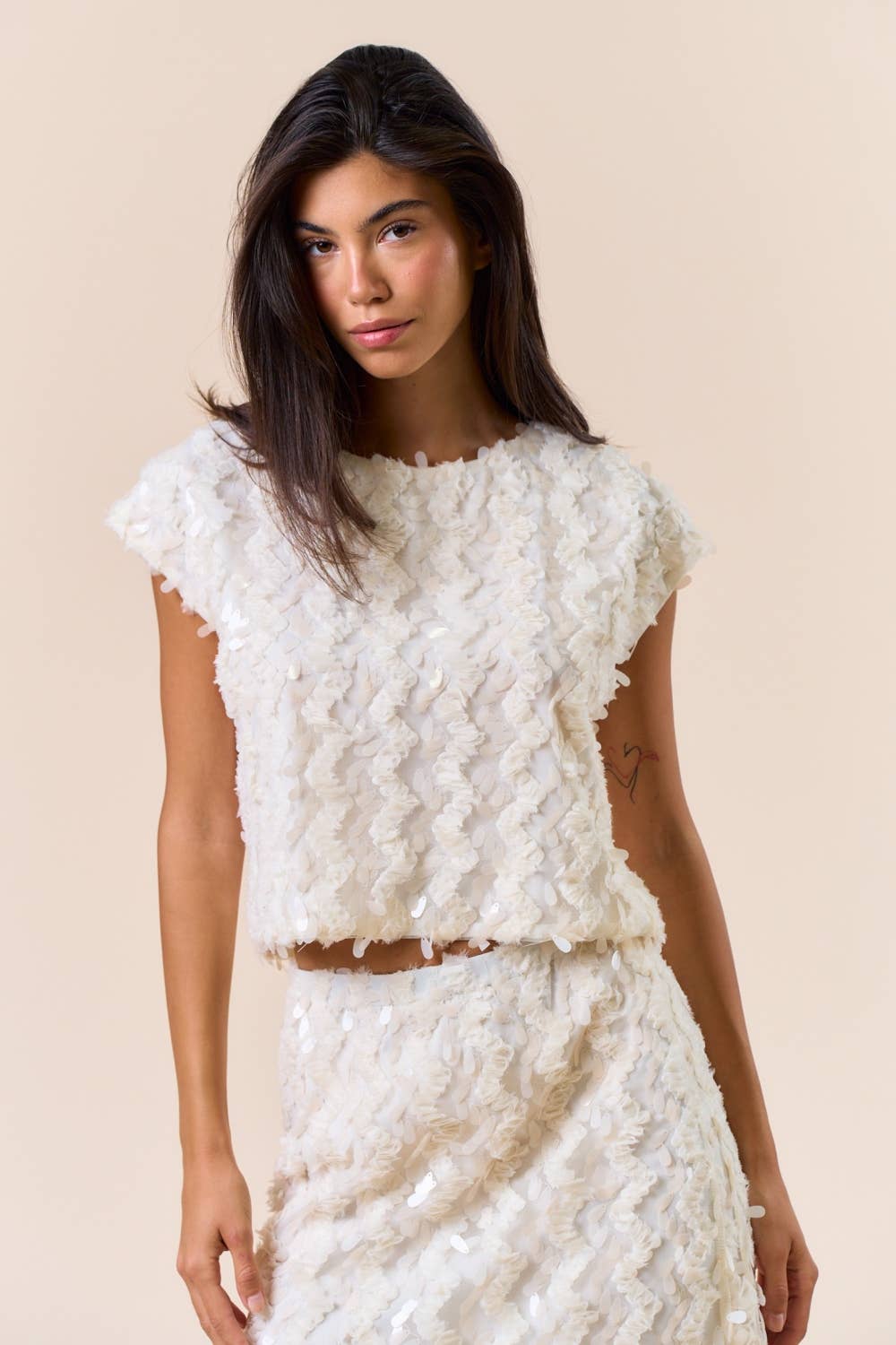 Blaire Short Sleeve Sequin Top