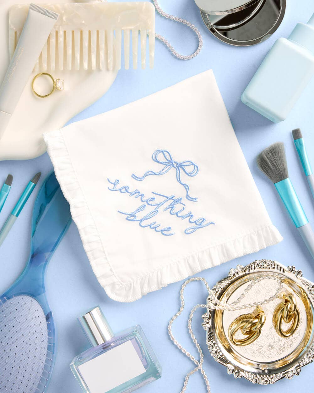 Something Blue Embroidered Handkerchief