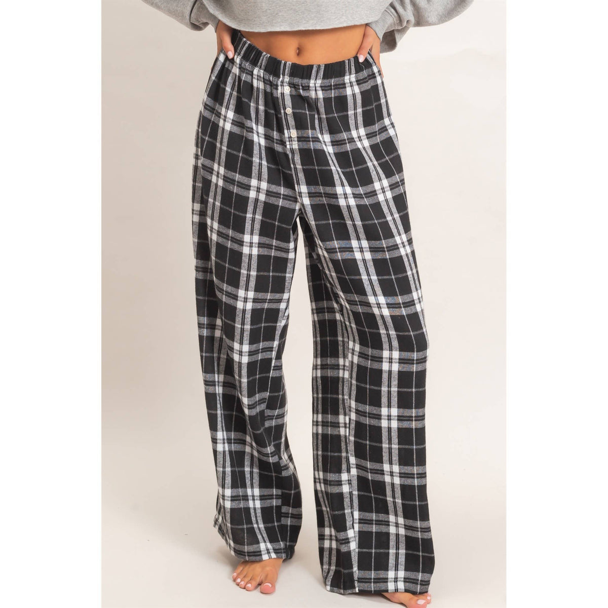 Kenzi Plaid Wide-Leg Pants