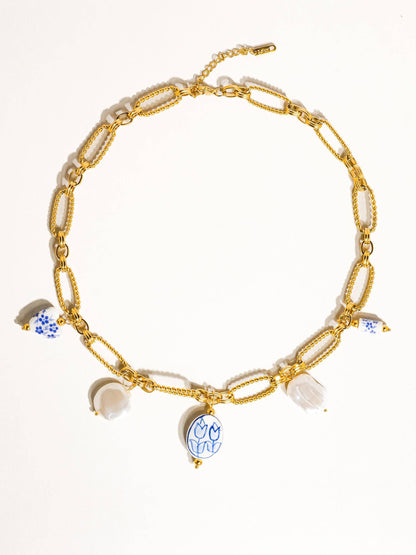 Riela Ceramic Floral Chain Necklace | Waterproof Jewelry