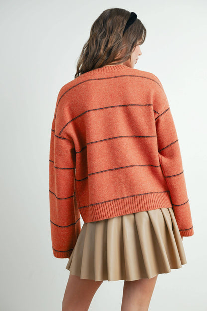 Lola Button Front Striped Cardigan