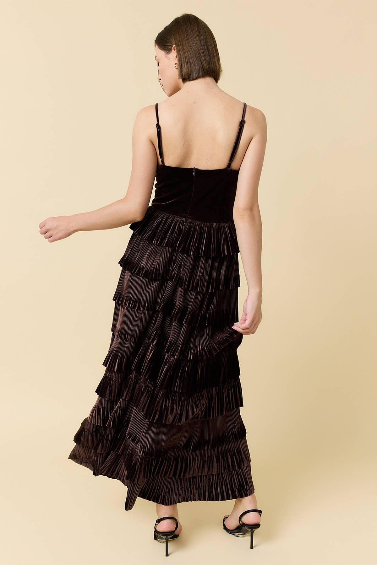 Ethel Velvet Pleated Tier Dress