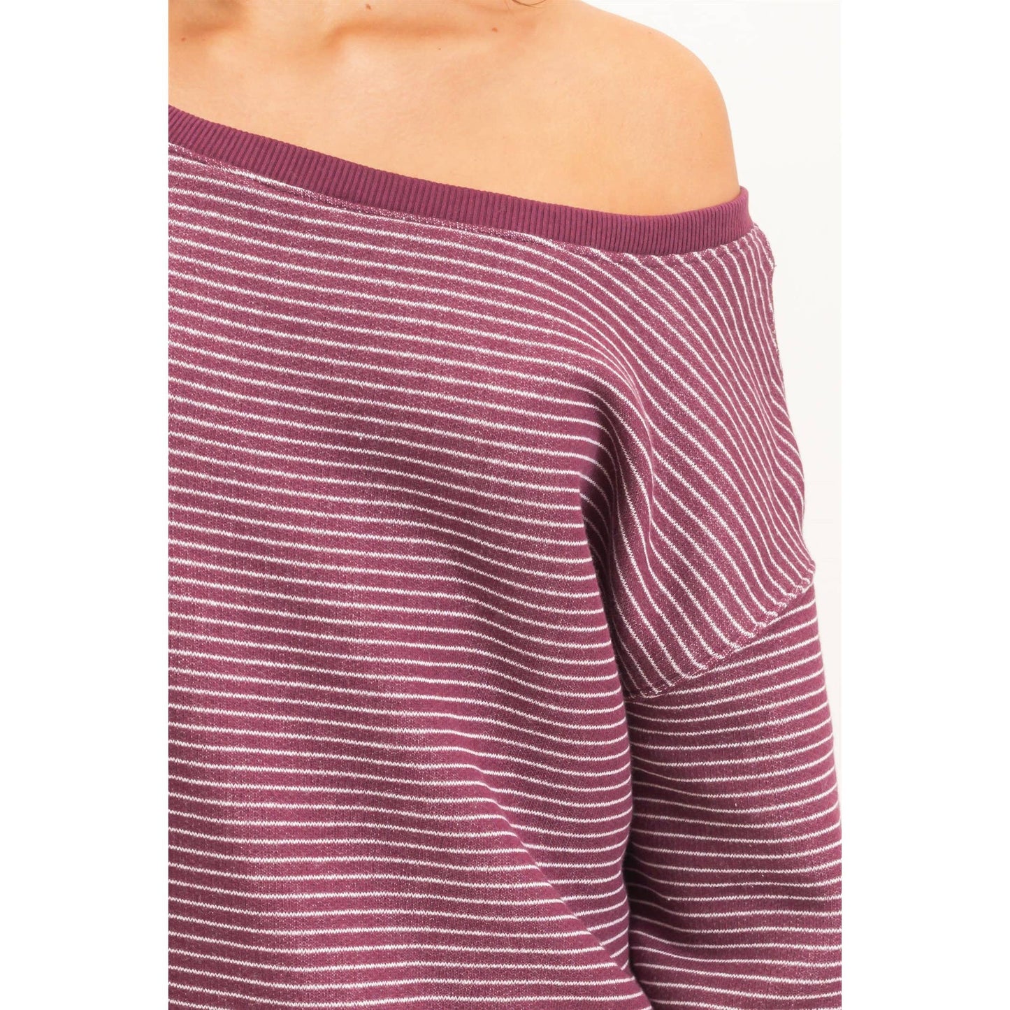 Hallie Striped Off The Shoulder Sweatshirt