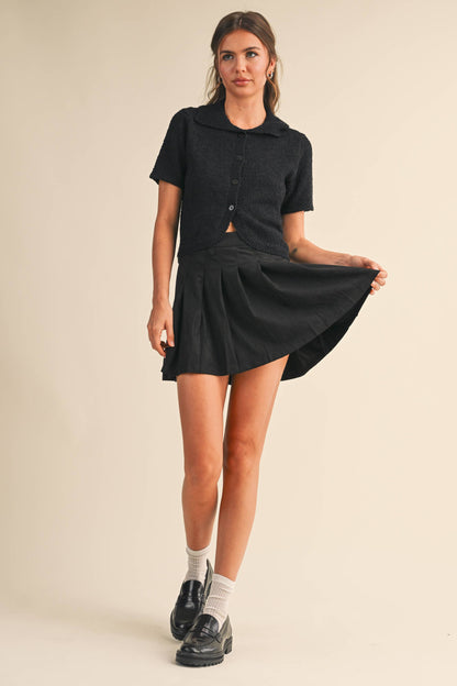 Vienna Suede Pleated Mini Skirt