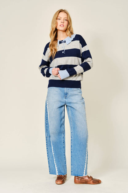 Ainsley Lace Detail Barrel Jean