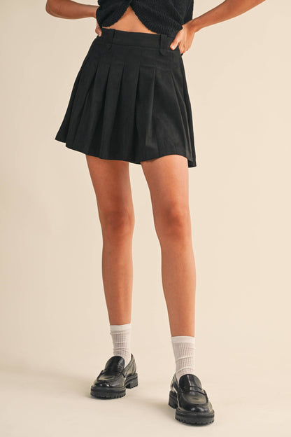 Vienna Suede Pleated Mini Skirt