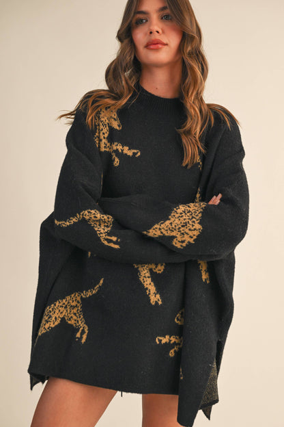 Hanna Cheetah Mockneck Sweater