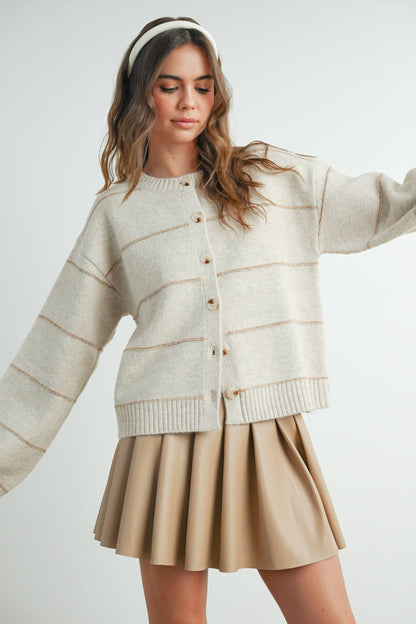 Lola Button Front Striped Cardigan