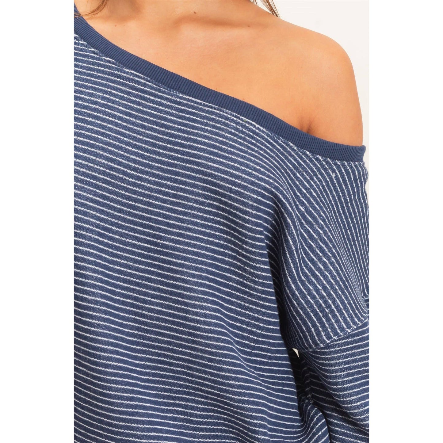Hallie Striped Off The Shoulder Sweatshirt