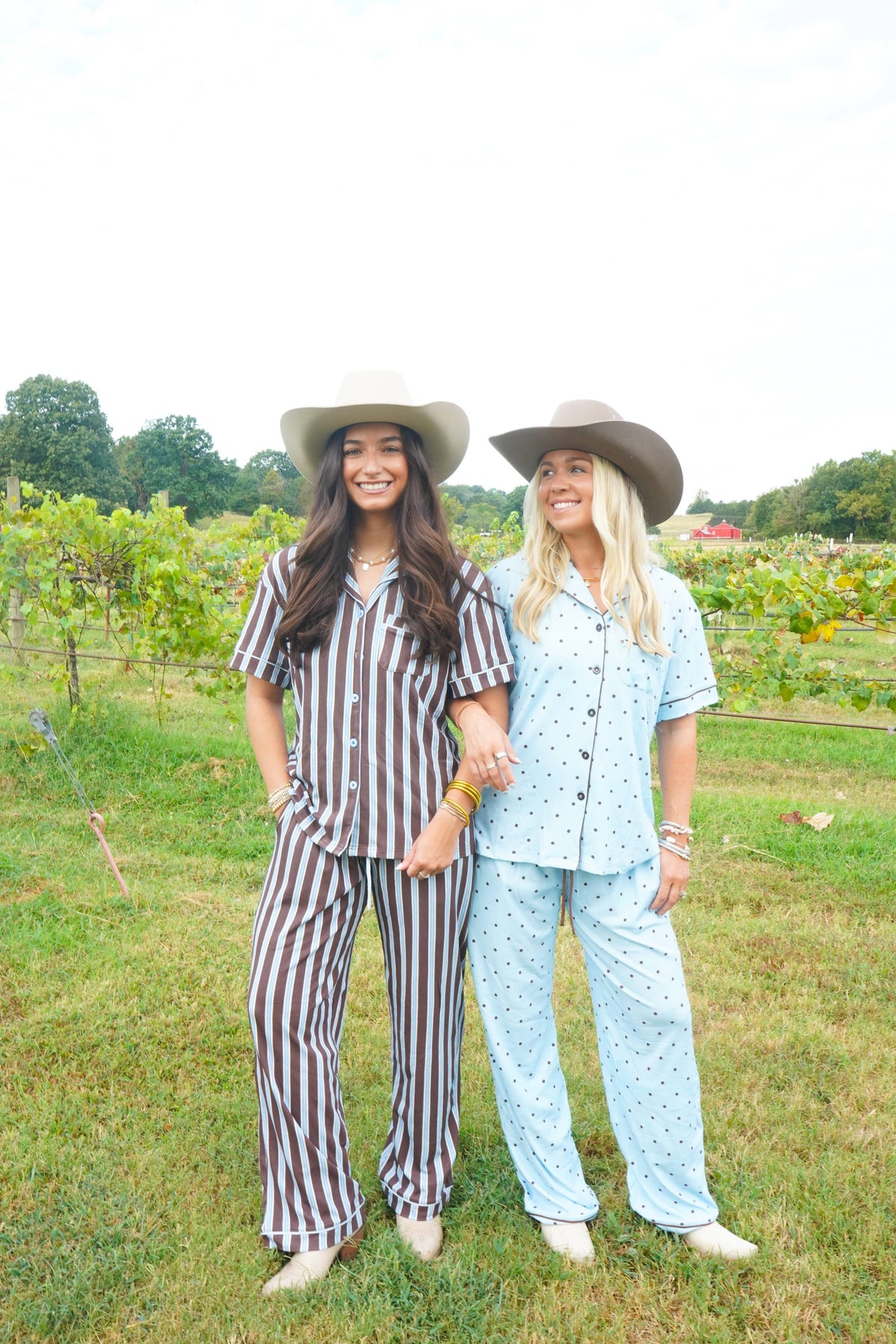 Blue & Brown Polka Dot |  Pajama Set