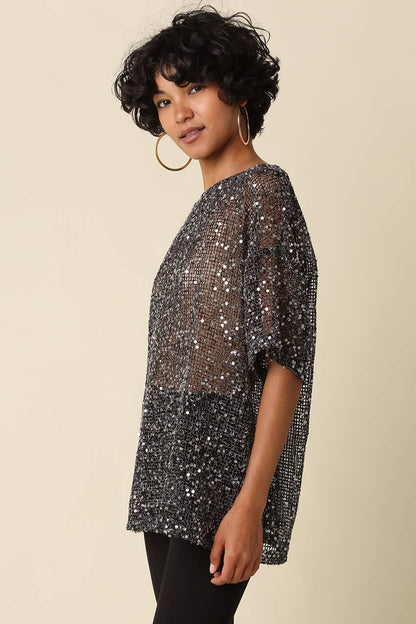 Rena Sequin Mesh Top