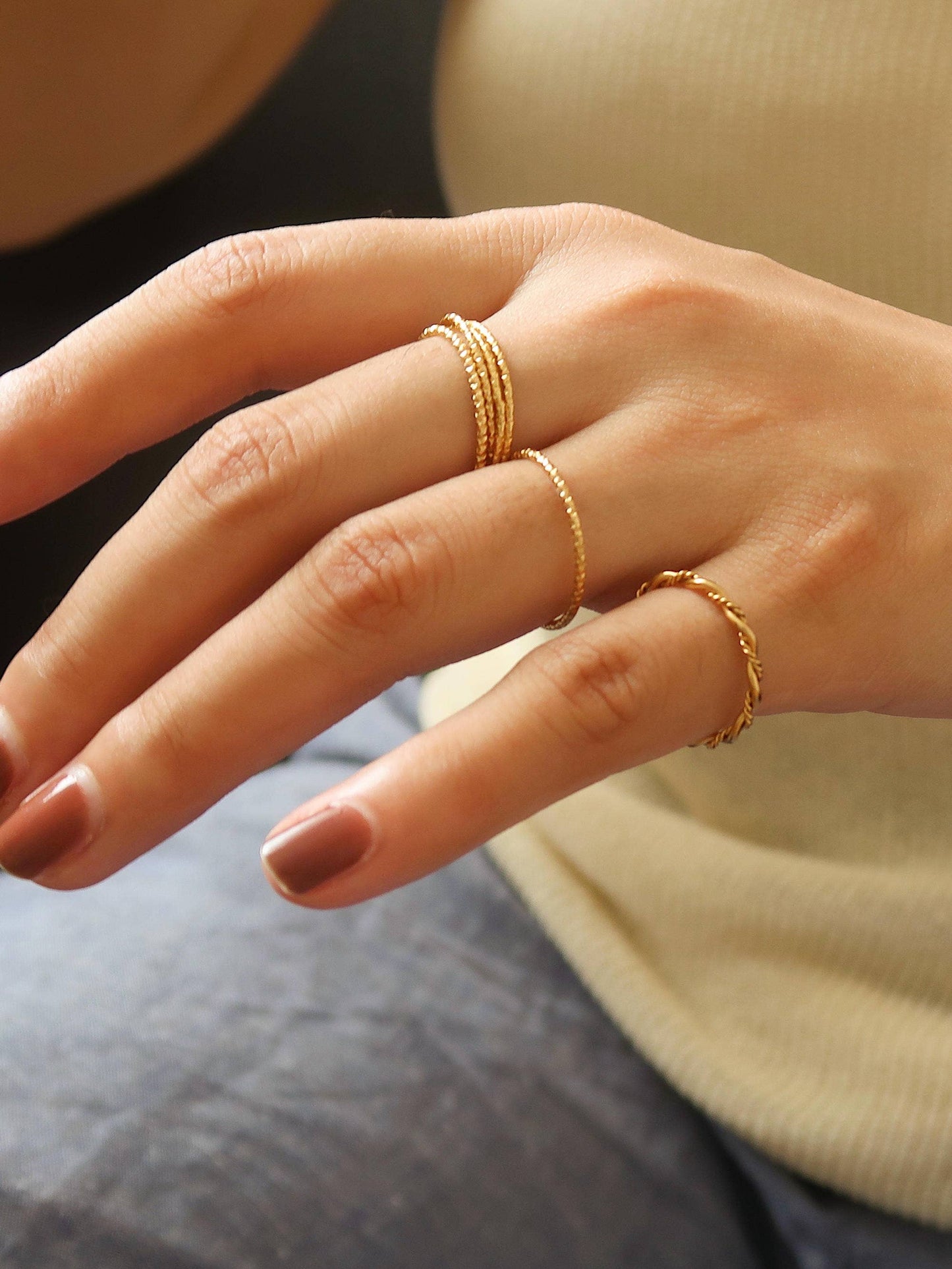 Sarah Thin Braided Ring | Waterproof Jewelry