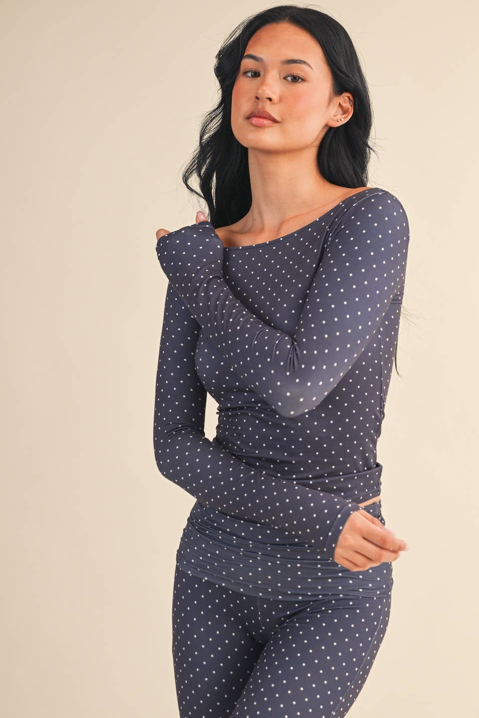 Mable Polka Dot Print Off The Shoulder Top