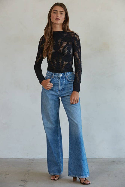 Bonnie Seamless Jacquard Mock Neck Long Sleeve