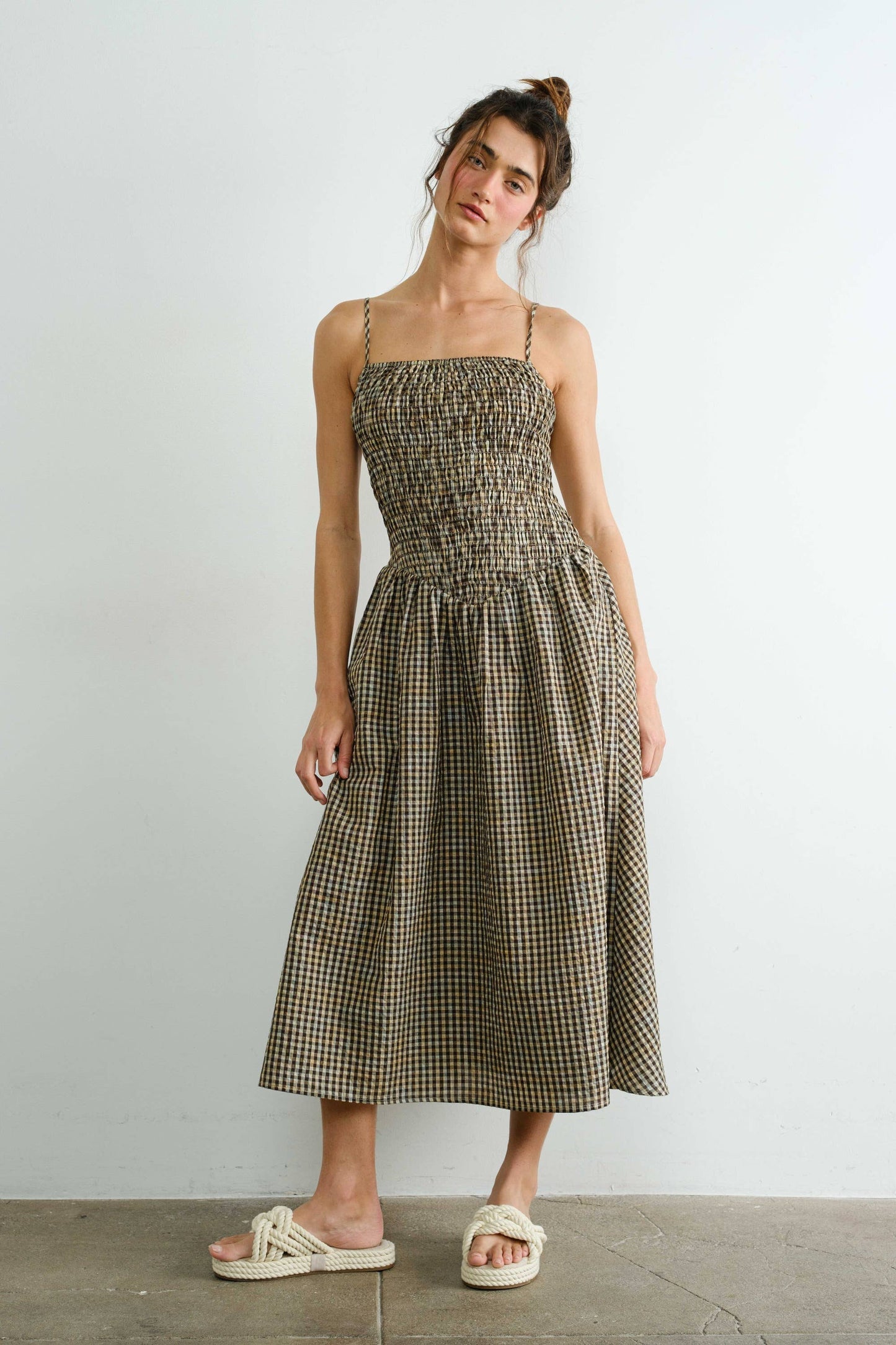 Phoebe Gingham Smocked  Midi Dress