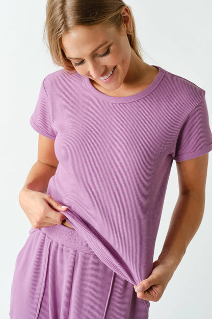 Kadi Waffle-Knit Short-Sleeve Tee