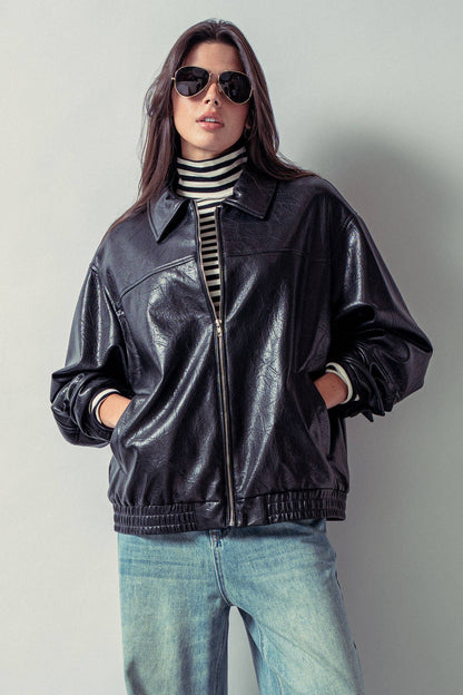 Piper Faux Leather Zip-Up Jacket