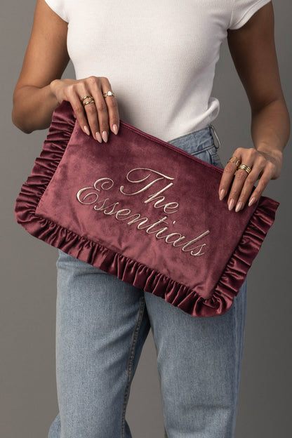 Velvet Ruffle Travel Pouch