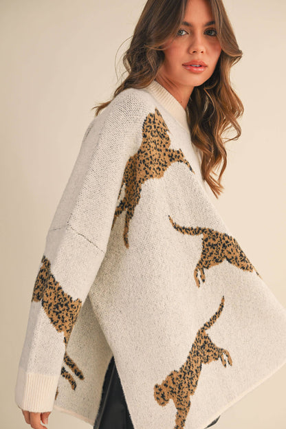 Wild About You Cheetah Mock Neck Sweater