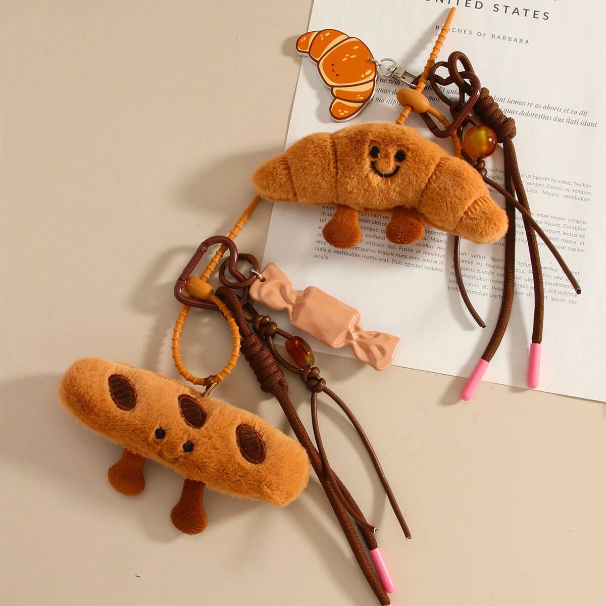 Plush Baguette & Croissant Bag Charm