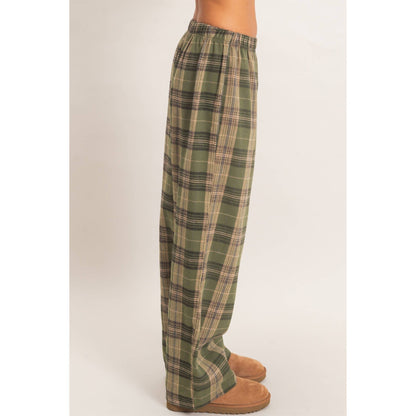 Kenzi Plaid Wide-Leg Pants