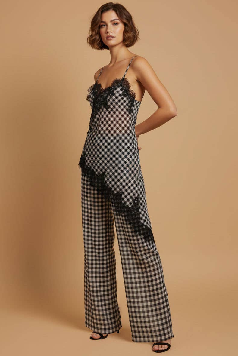 Kendall Gingham Lace Trim Set