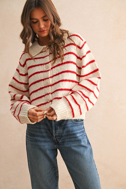 Fran Striped Button Cardigan