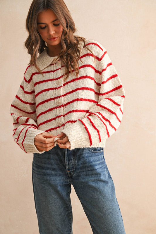 Fran Striped Button Cardigan