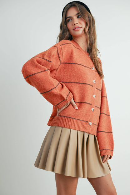 Lola Button Front Striped Cardigan