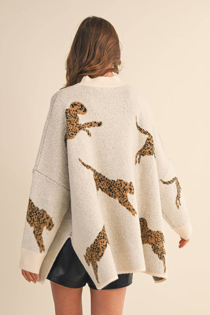 Hanna Cheetah Mockneck Sweater