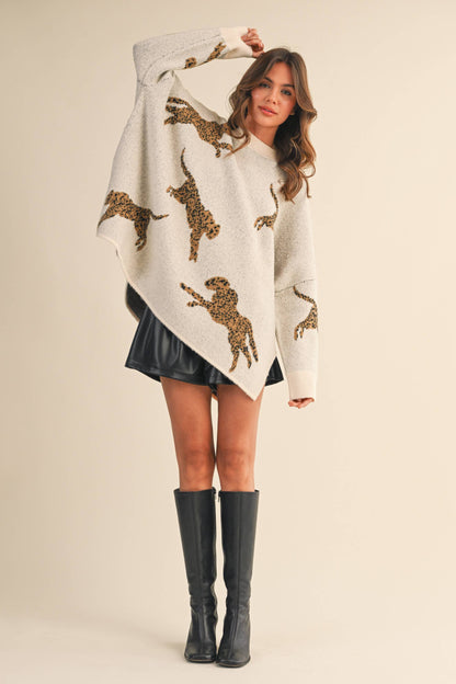 Hanna Cheetah Mockneck Sweater