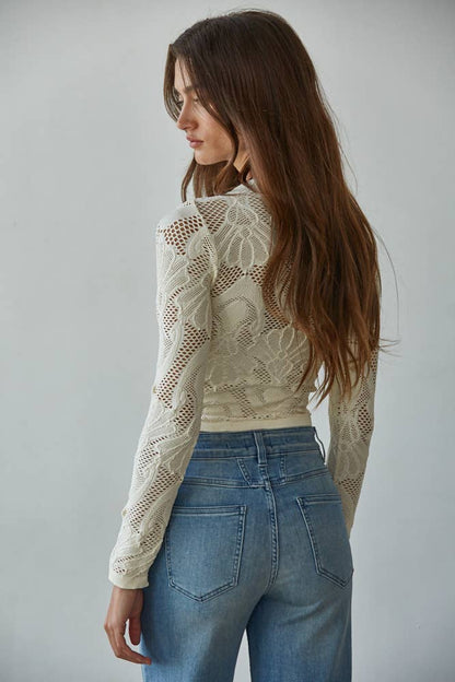 Bonnie Seamless Jacquard Mock Neck Long Sleeve